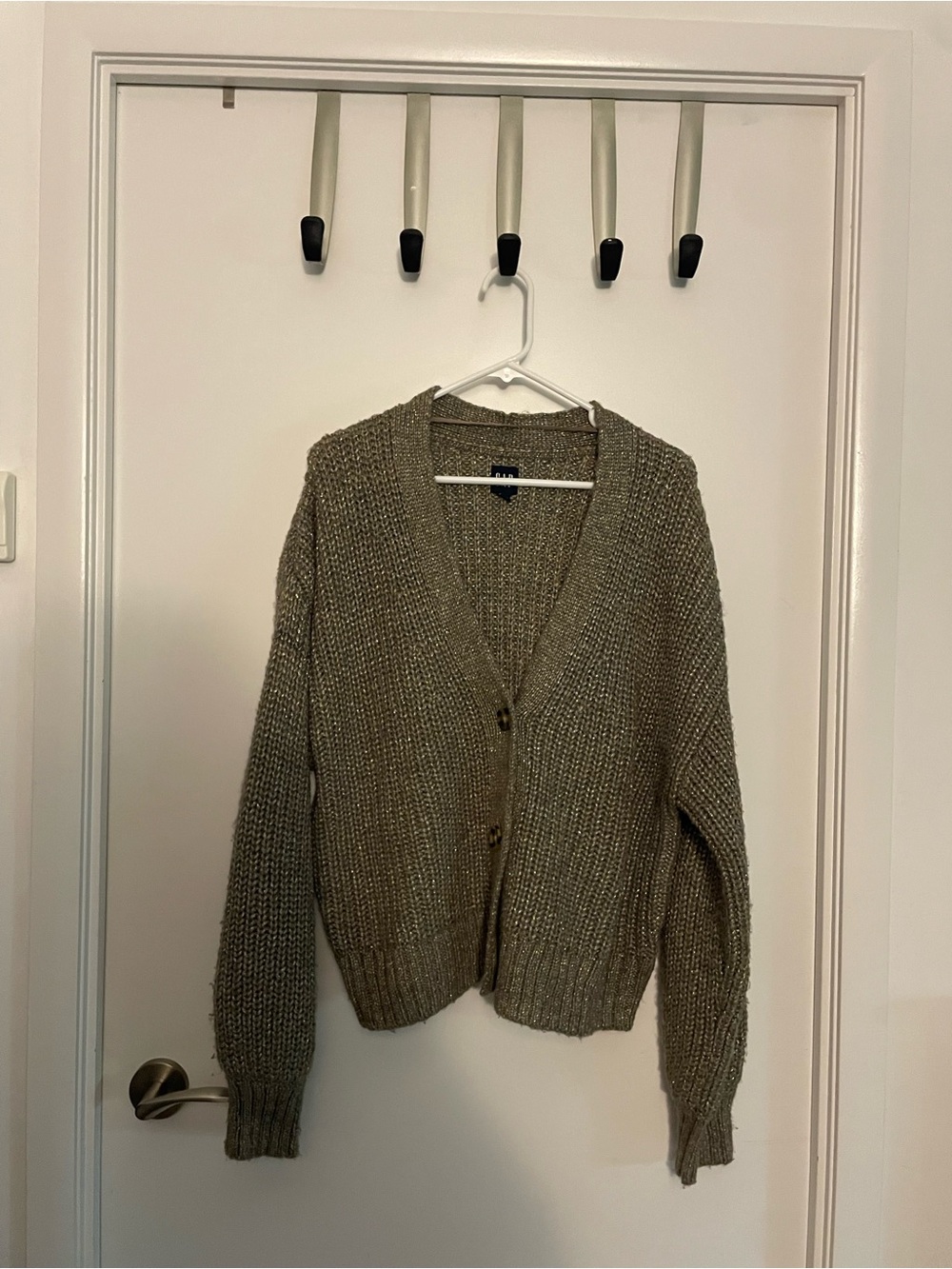 GAP Metallic Knit Button-Front Cardigan